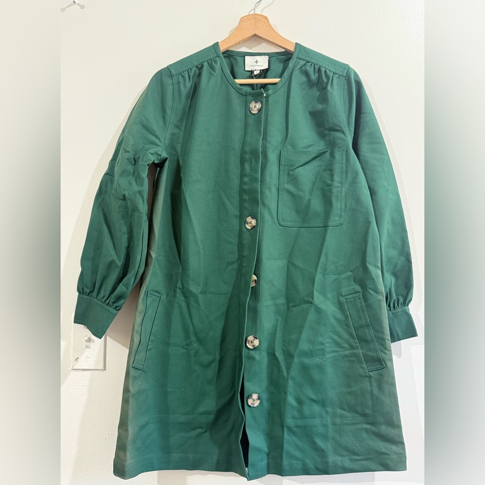 Tuckernuck Emerald Green Button-Front Trench Coat - image 1